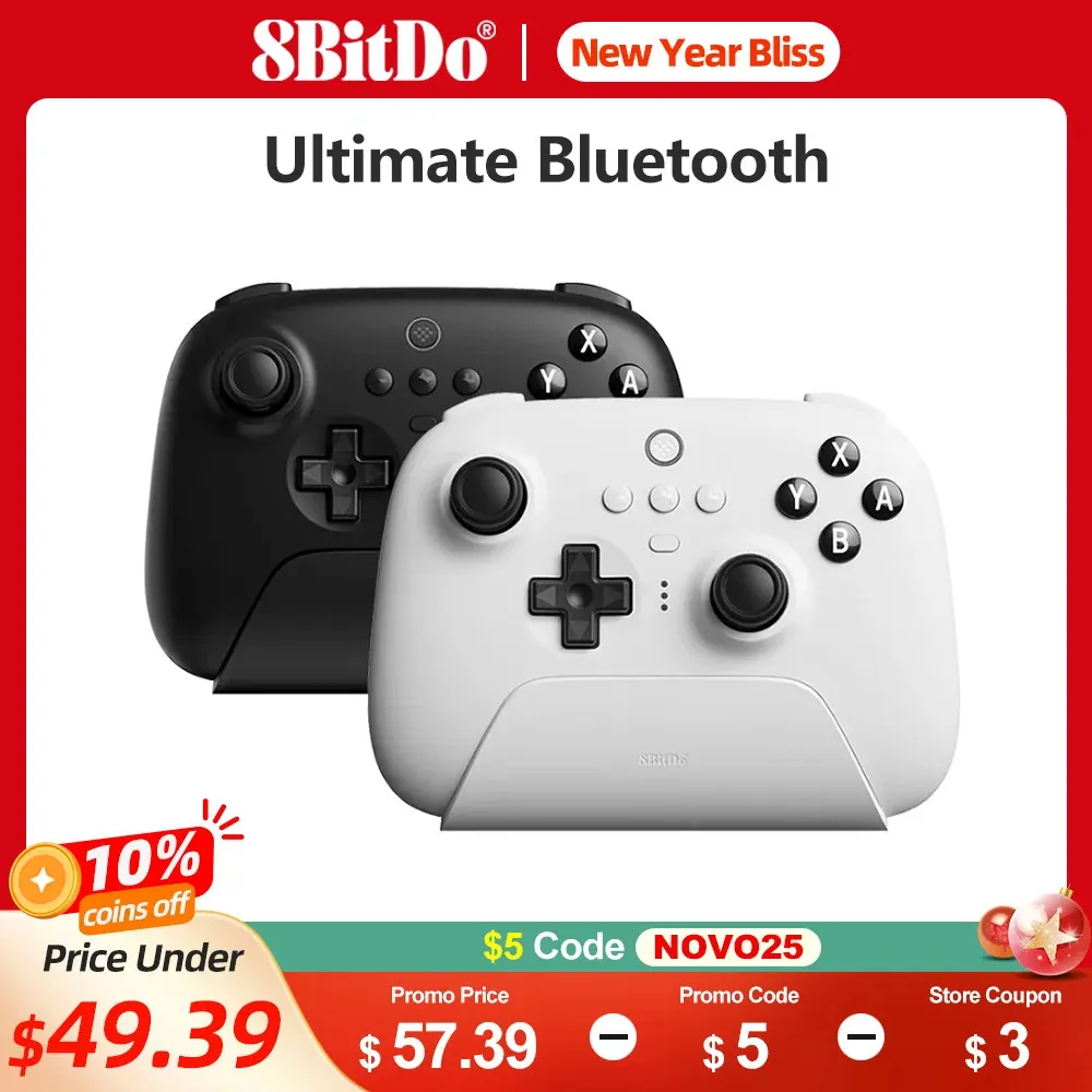 8bitdo - Ultimate Wireless Bluetooth Gaming Controller z Dock do ładowania dla przełącznika i komputera Windows 10 11 Paral Steam 231221