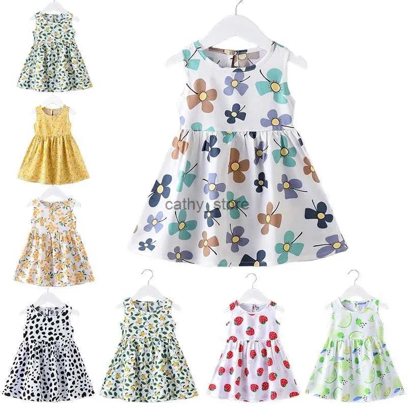 Vestidos de niña vestidos de verano para niñas sin mangas, linda estampada princesa vestida de princesa para niños vestidos para niñas de niña ropa de moda