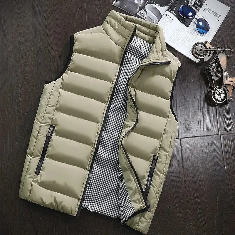 Herrjacka Hösten Herrens varma ärmlösa jacka Mäns vinter Casual Vest Plus Size Vest Men's 2023 Brand Clothing 231222