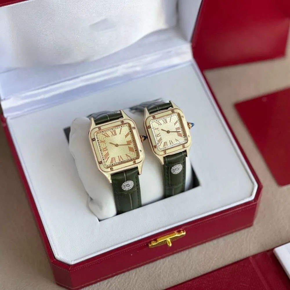 Designer Carti's Uhren Luxus Uhr Watch Dumont Ultra Thin Sandoz Serie Square Ehepaar Wasserdes Leather Women's Watch Precision Steel Quartz Uhr