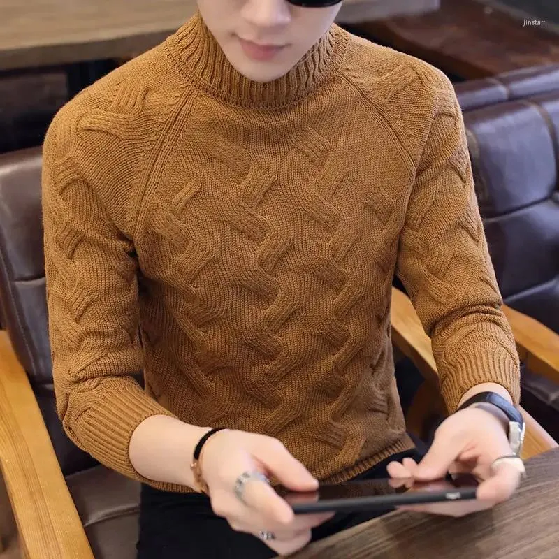Мужские свитера Fashion 2024 Осень Сплошной Цвет Свободный вязаный корейский водолаз