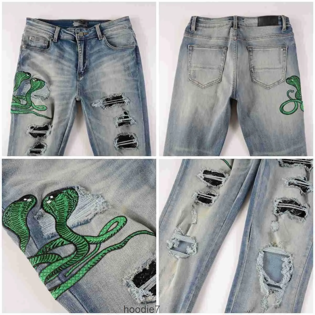 Ruched broek scheurde jeans miri jeans heren jeans ontwerper jeans knie mager rechte maat 28-40 motorfiets trendy lange rechte gat high street denim