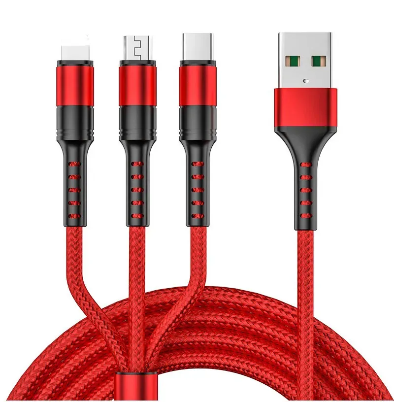 Free DHL 3 in 1 Magnetic Quick Phone Cables  Line Nylon Fast Charging Cord Type C Micro USB Cable Wire for Samsung S21 izeso