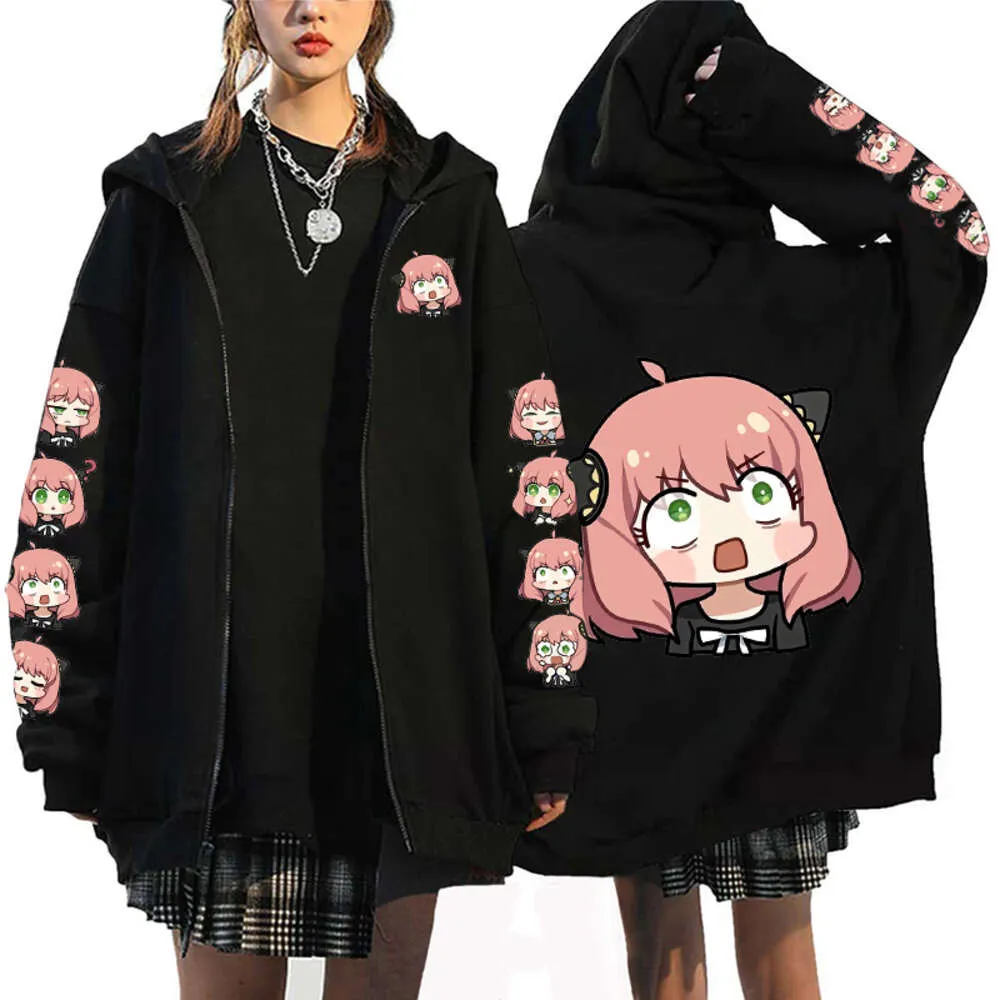 Anime Spy x Family Zip Bluzy Cute Anya Fiarger Bluza Unisex Kurtki Mężczyźni/kobiety Y2K moda pullover boys tops