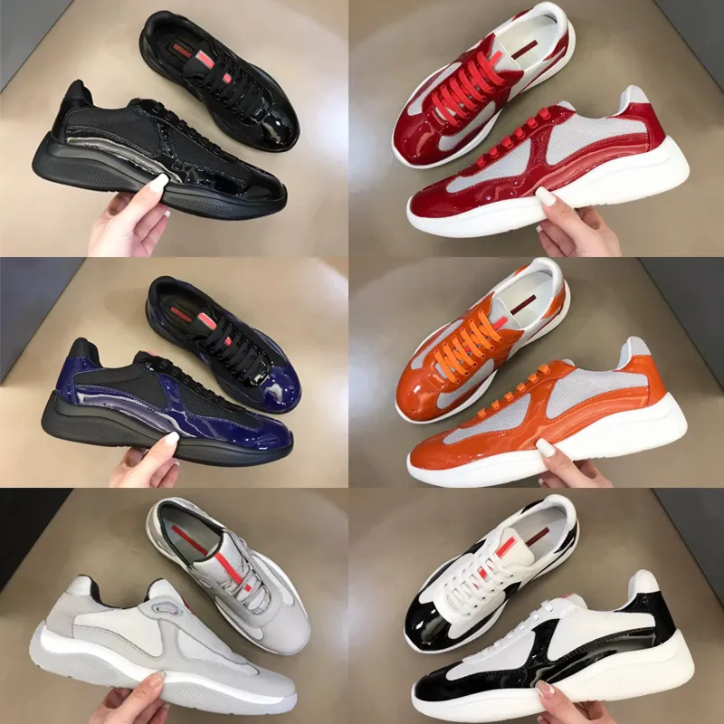 America Cup Designer Fashion heren casual schoenen Top Lakleer Platte sneakers Zwart wit Mesh Veterschoenen Outdoor Comfort Runner Trainer Sneakers