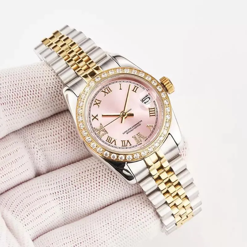Luxe automatisch horloge voor dames ontwerper met beperkte oplage 28 mm diamanten wijzerplaat roestvrijstalen armband