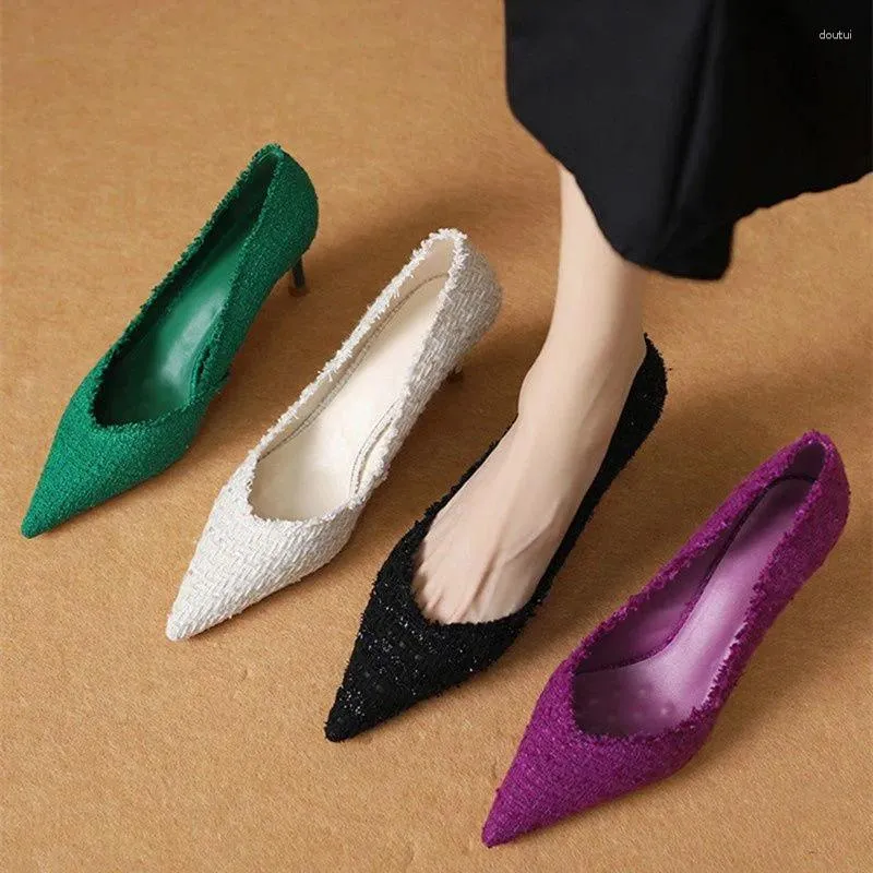 Dress Shoes 2024 High Heels For Women Cute Green Comfortable Office Heel Lady Fashion Sweet Spring Slip On Pumps