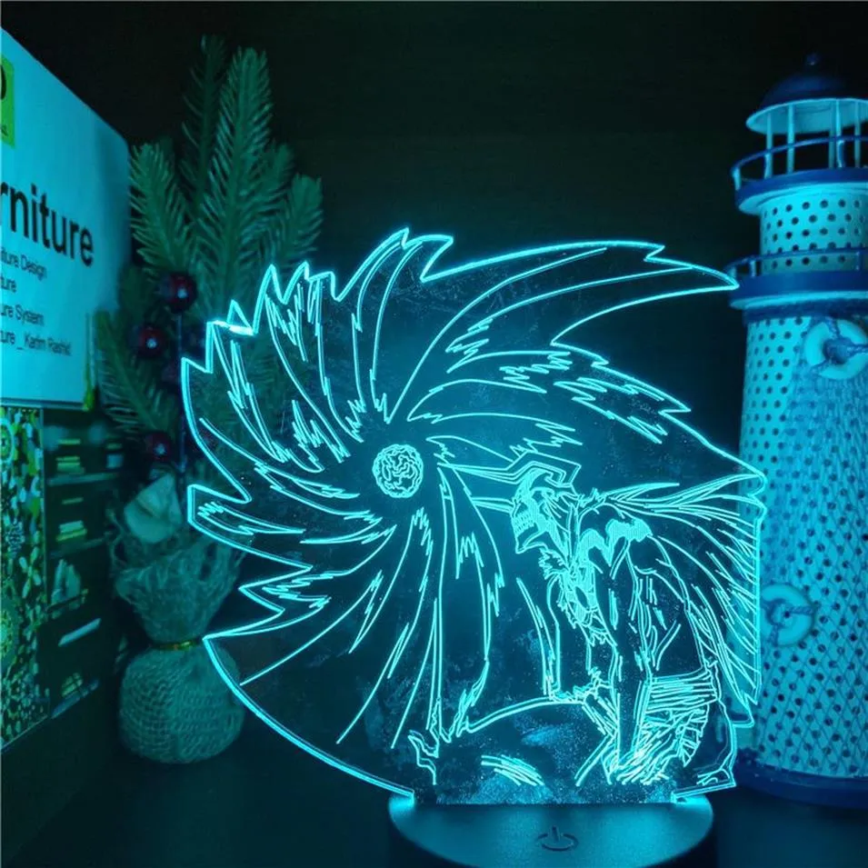 Bleach Kurosaki Ichigo Ban Kai Lámpara 3D LED luces nocturnas Lámpara para la mesa de decoración del hogar Lámpara263r