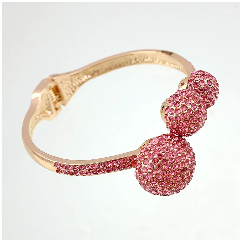 Bangle 3 Pieces Full Rhinestone Balls Bohemian Fashion Bracelet Statement Gold Plating 4 Colors Cuff Jewelry