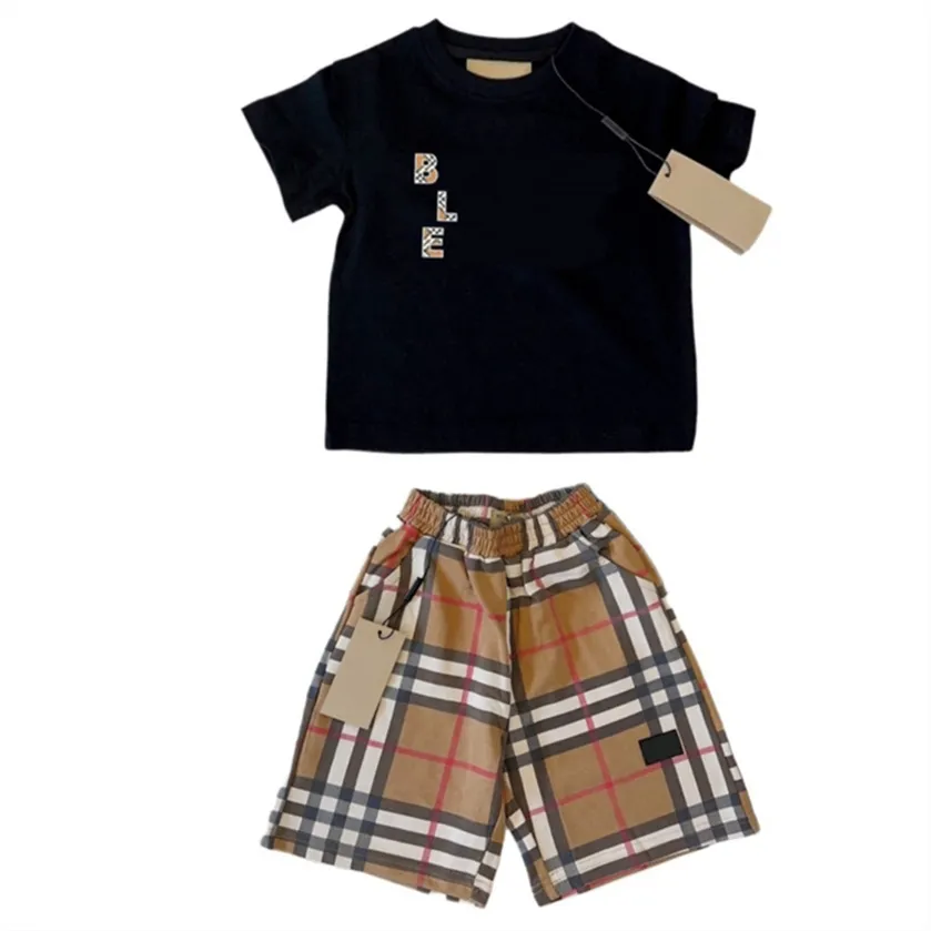 Luxus Kids Clothing Sets Summer Boys Girls Brief bedruckt Kurzarm T-Shirt zweiteilige Designer-Marke Kinder 100 cm-150 cm H02