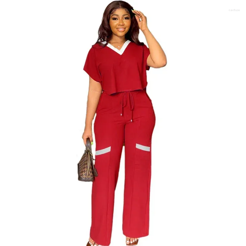 Women's Two Piece Pants African Clothes Women 2 Set T Shirt Tops And Pant Suits 2023 Summer Splice Fashion Office Lady Africa Clothing