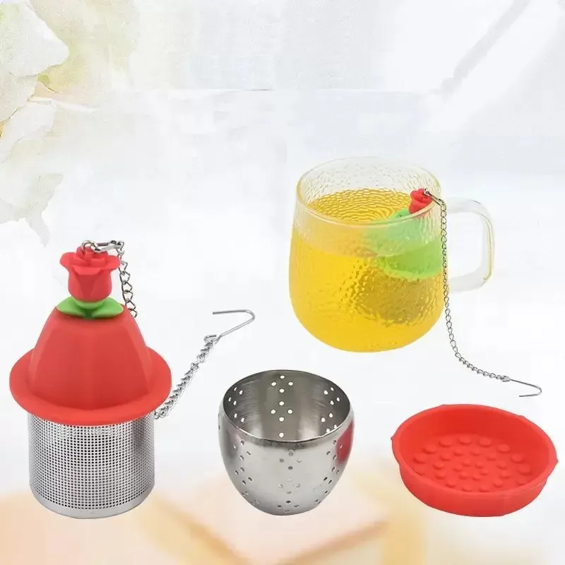 New Silicone Reusable Tea Tools Cartoon Design Infuser with Stainless Steel Chain for Loose Leaf Tea or Herbal Wholesale