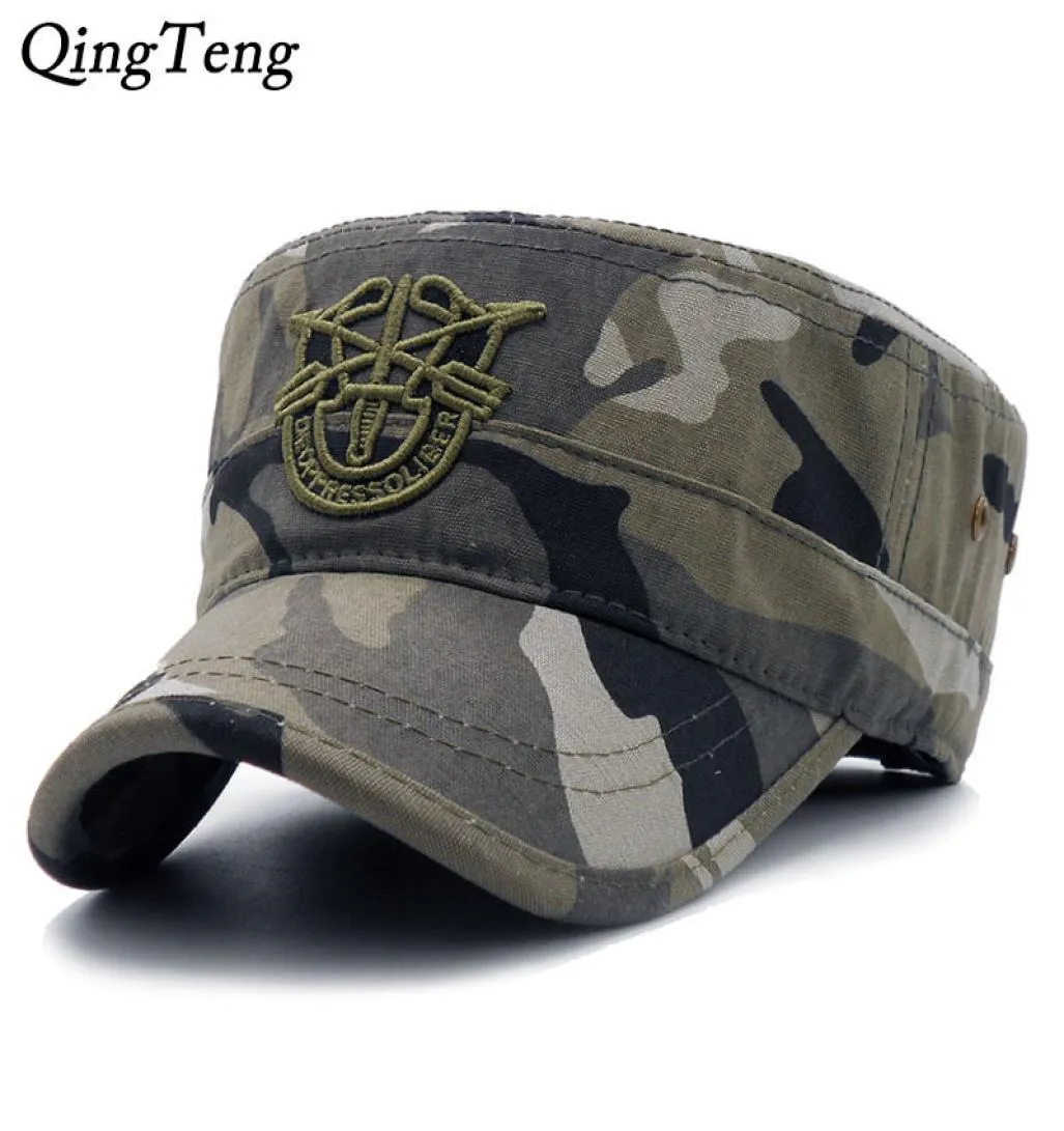 2018 New Arrivals Flat Cap Army Baseball Cap Men Tactical Navy Seal Seal Army Camo Camo Camo Captable Visor Sun Hats Y190520047010787