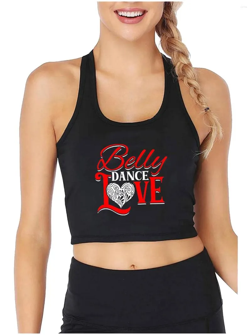 Kvinnors tankar Belly Dance Love Design Cotton Sexig Slim Fit Crop Top Leisure Sports Fitness Training Tank Topps Street Fashion Camisole