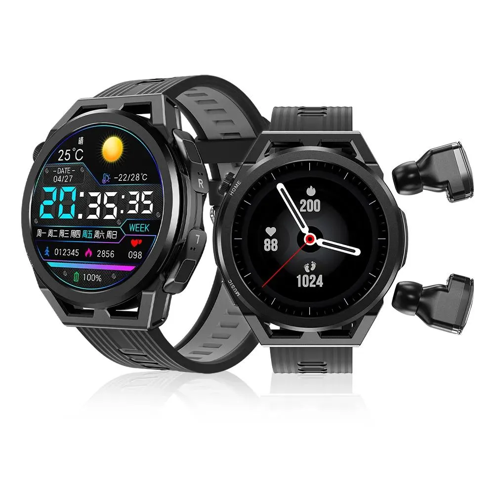 Watches MP3 NFC 4GB Smart Watch With Earphone Tws Wireless Bt 5.0 Earbuds Heart Rate Blood Pressure Smartwatch Earpiece Fitness Smart Brac