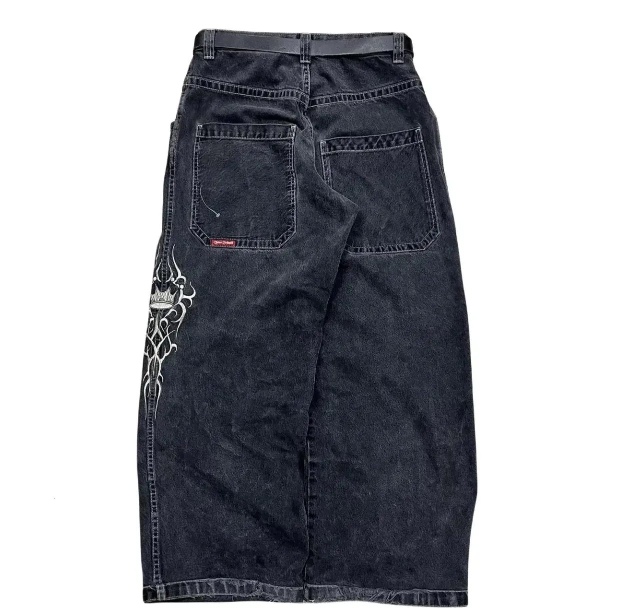 JNCO Jeans Mens Harajuku Retro Hip Hop Skull Embroidered