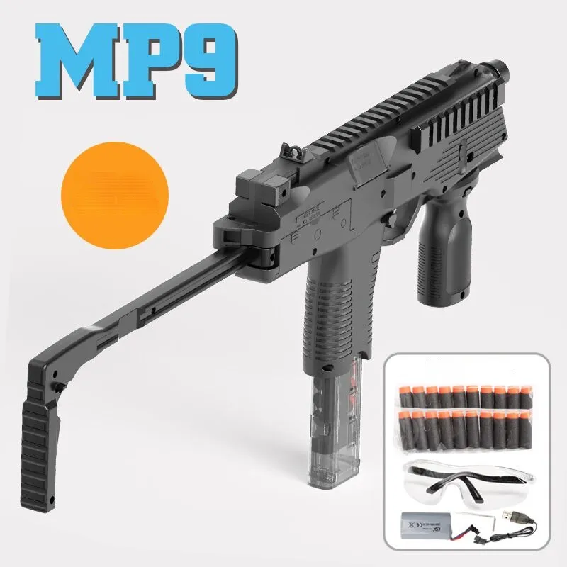 MP9 TOY GUNS Electric Foam Dart Blaster Gun Soft Bullet Submachine Guns大人のための自動アルマ
