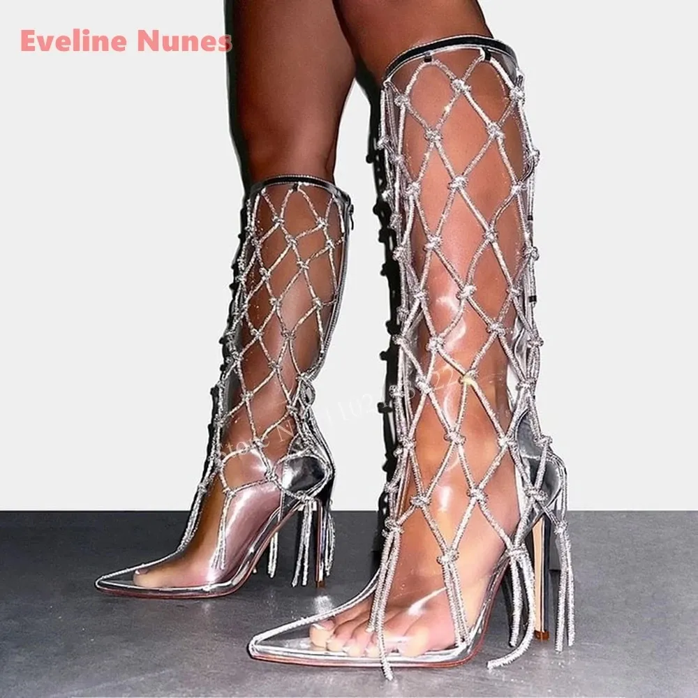 S Botas De Joelho PVC Transparentes 2023 SOLID SOLID PONTE DO TOE