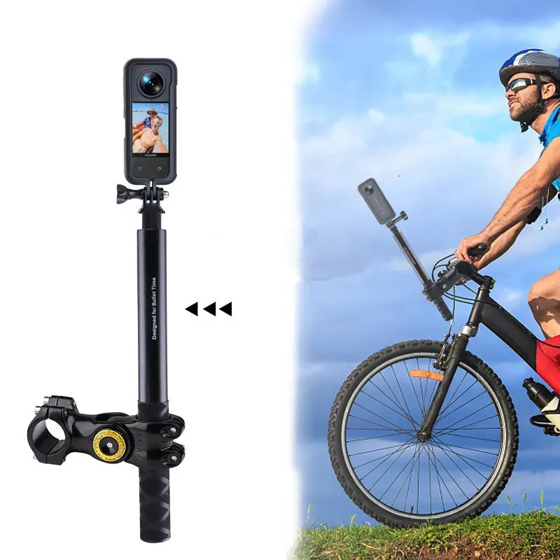 Motorcycle Bike Panoramic Monopod Bicycle Hidden Selfie Stick for GoPro Max 12 11 10 9 8 Insta360 X3 X2 Action Camera Accessory 231221