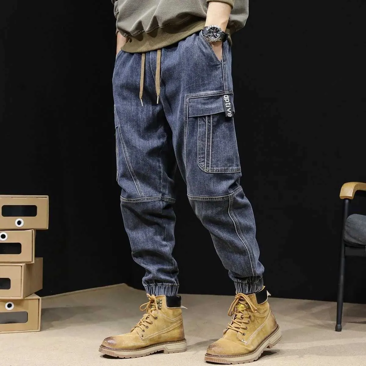 Jeans masculins 2023 automne et hiver nouvelle mode coloride solide salopes rétro pour hommes lâches décontractés confortables chaudes de haute qualité pantalon de taille J231222