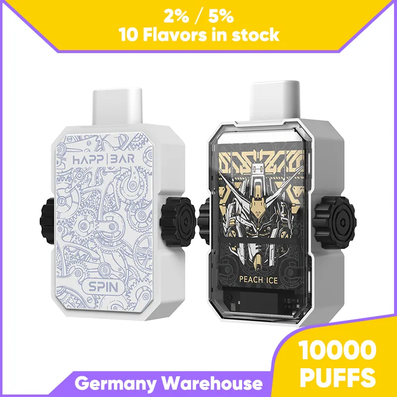 Navire d'Allemagne 10000 Puffs E-cigarettes jetables Vape stylo 16 ml Vape 2% / 5% Vapes rechargeables jetables avec lumière RVB