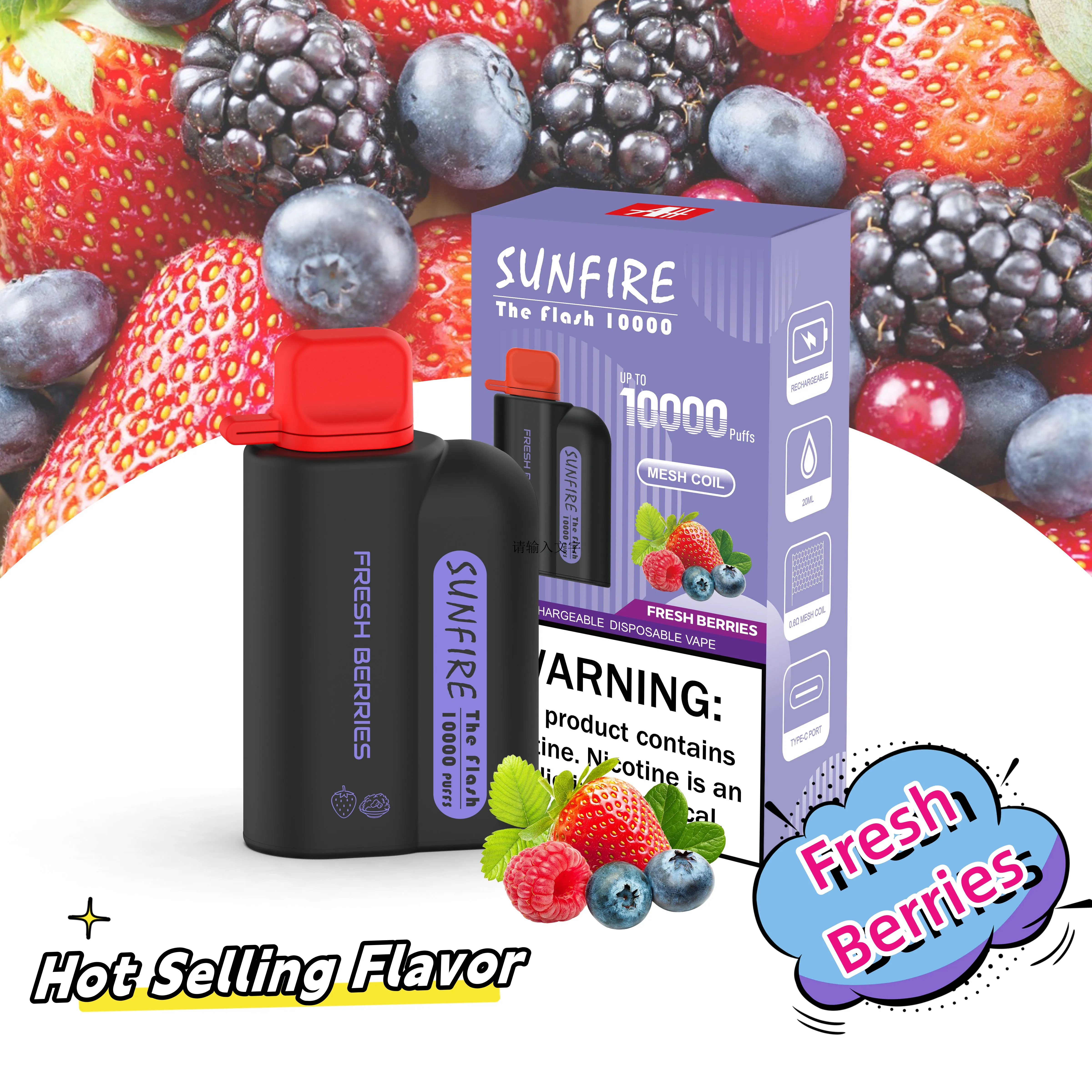 Fast delivery Sunfire Tornado Dtl 10000 Puffs Disposable vape Pen 10K Puff E Cigarette 20ml 650mAh Rechargeable Vape Big Vapor 0mg 3mg 6mg 9mg Vape 10000 Huge Puffs Bar