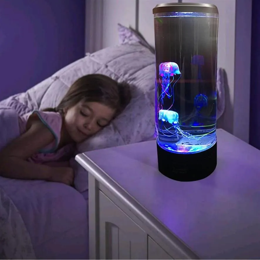 Nattlampor Bedrida LED Desktop Light Jellyfish Tropical Fish Aquarium Tank Avslappnande humör Atmosfär Lamp309L