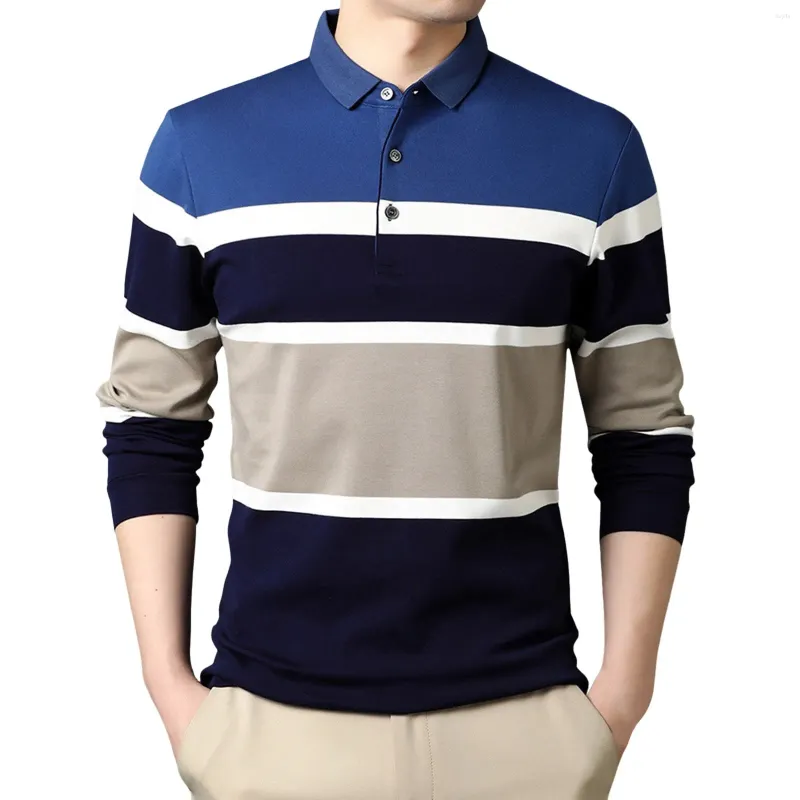 Men's T Shirts Male Long Sleeve Striped Casual Collared For Men Blank Shirt