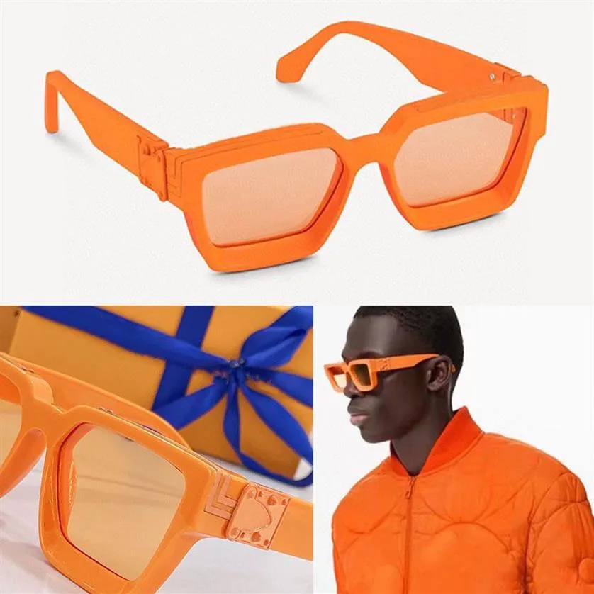 Designer 1 1 miljonärer solglasögon glänsande guldlogotyp S-Lock gångjärn för kvinnor Dames nya orange svarta glasögon nyanser Z1165 Glas253J