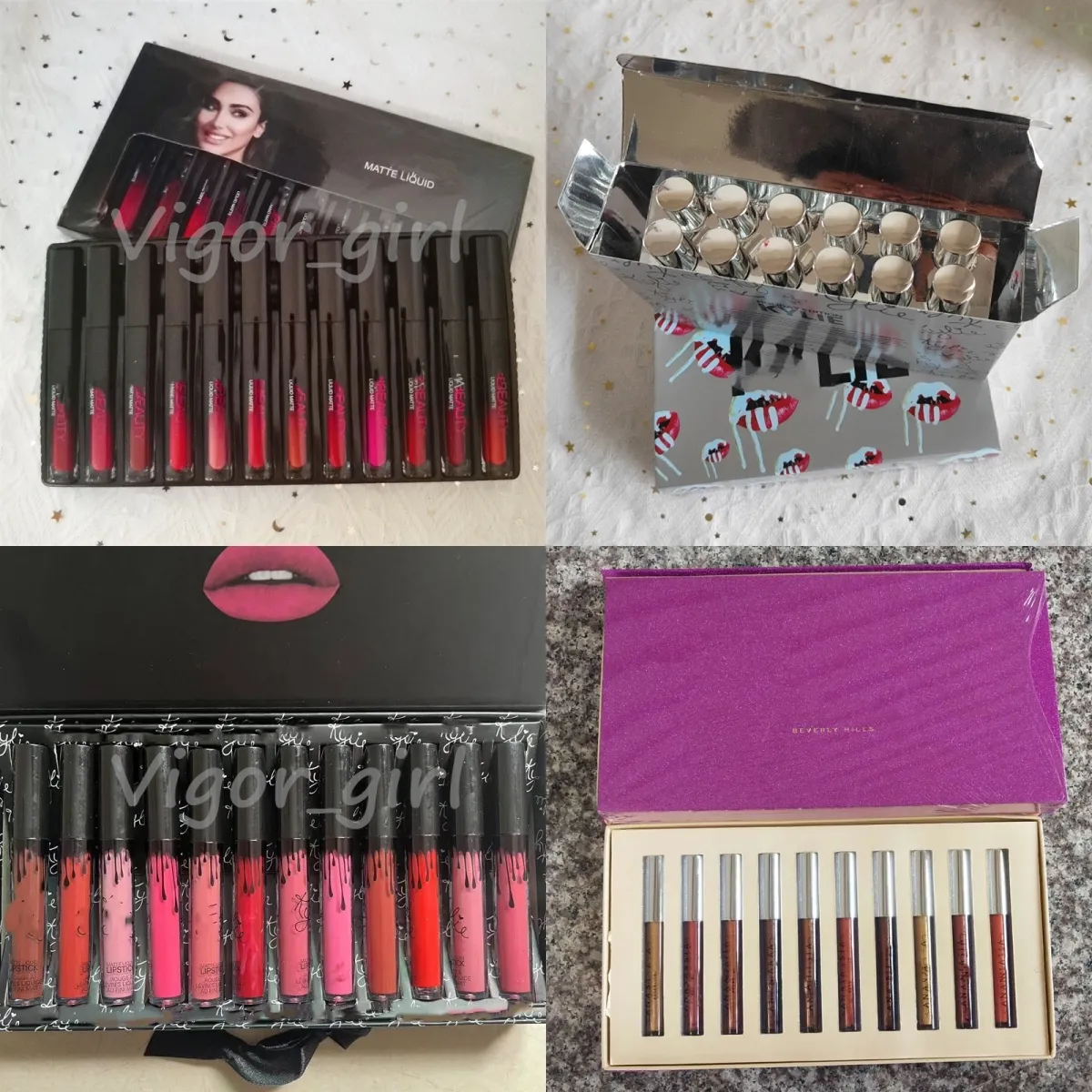 12pcs/set dudak parlatıcı ky hd güzellik mat sıvı dudak gloss ruj kiti Tatil Tatil Edition Uzun Ölü Foundat Makyaj Dudak Lipgloss seti yapışmaz bardak siyah yay ruj seti