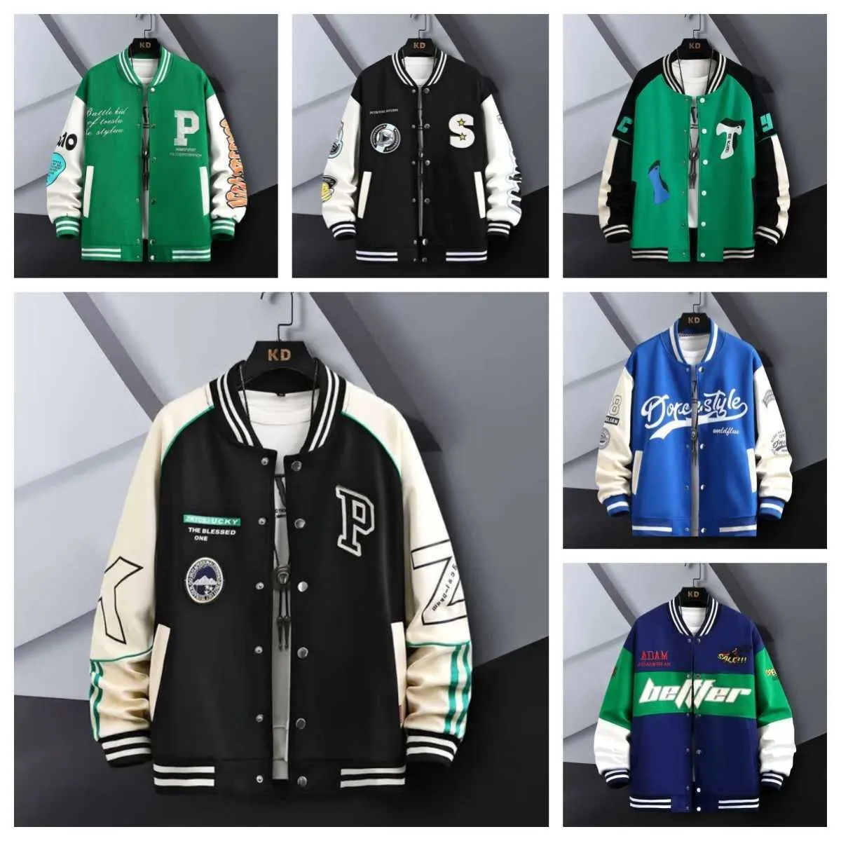 Jackets masculinos Mensidade do time do colégio Homens de beisebol masculino Bordado vintage Carta de retalhos de retalhos College College Hip Hop Bomber Coat Unisex KLF