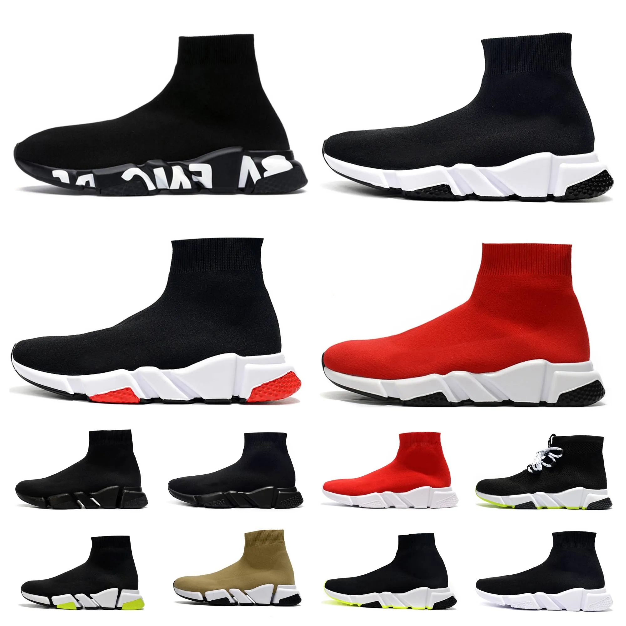 Soas de sapatos designer masculino Sapatos casuais Speed ​​Speed ​​Trainer Socks Speeds de bota Runners Runner Sneakers Knit Women 1.0 2.0 Triple Triple Black White Red Lace Sports