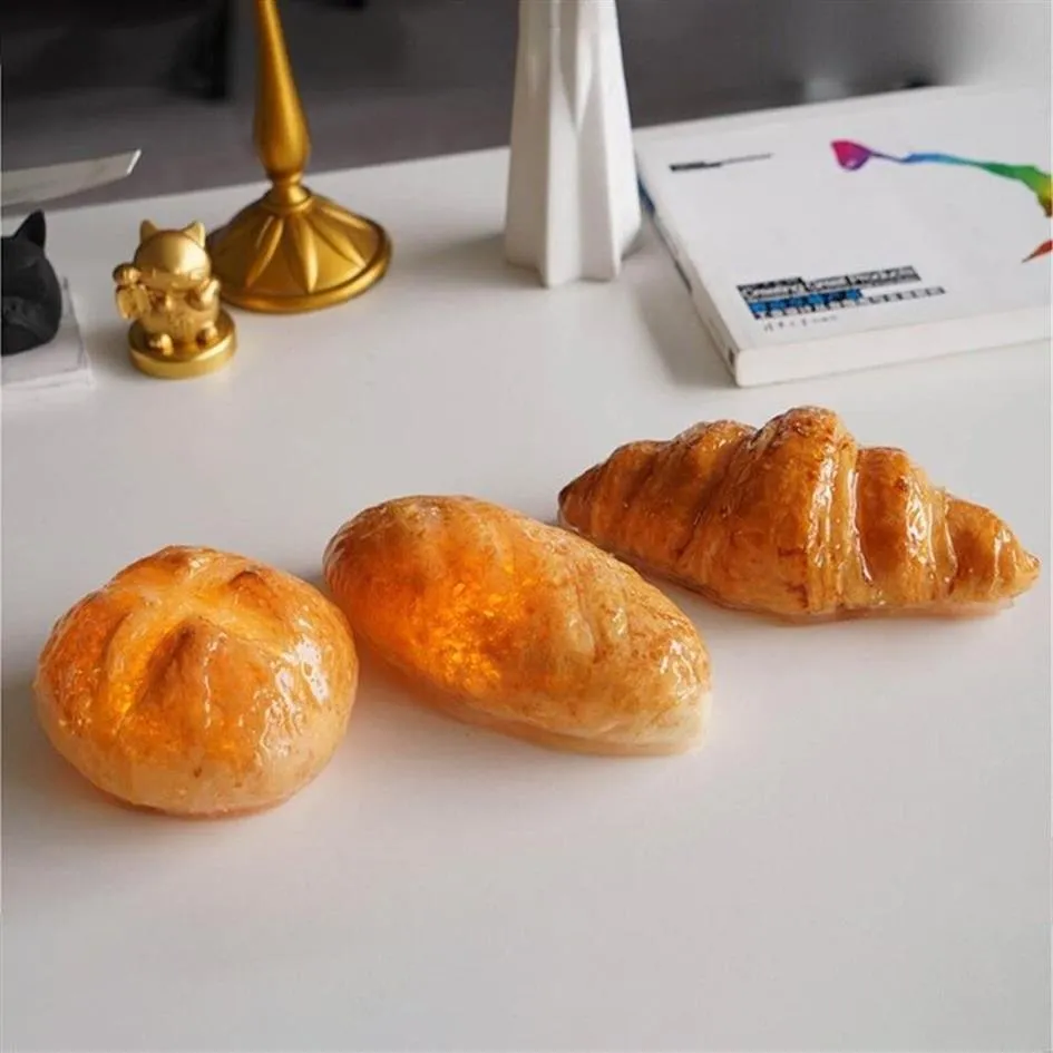 Creative 3D Croissant Night Night Lampada batteria a forma di pane a forma di fulmine per la camera da letto per bambini ristorante Bakery Shop2543