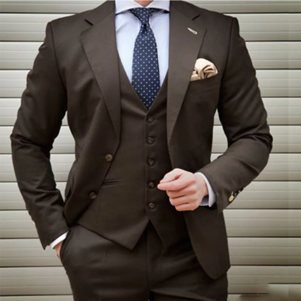 Nuovo arrivo Groomsmen Notch Lavoro Groom Smoking Chocolate Men Suit Wedding/Prom/Dinner 3 pezzi Blazer (Giacca + pantaloni + papillon + Gestro) Z53