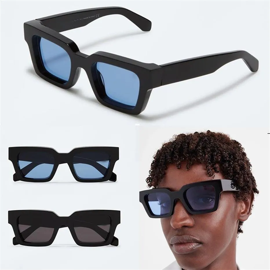 Męskie okulary przeciwsłoneczne OW40001 mody okulary mody luksusowa marka All-Match Black Square Frame Blue Lens Dekoracja świątyni A2937