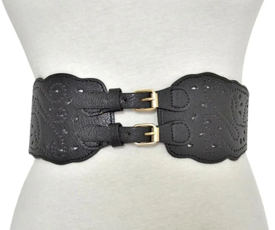 Hollow Floral Black Leather Belt Corset Belt Women Midjeband 2020 Luxury Designer Belts For Women Cummerbunds Midjeband5376477