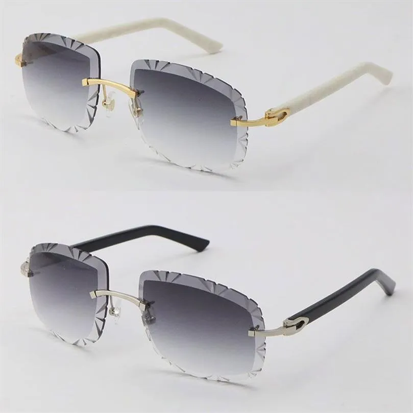 Whole T8200762 Rimless Black White Plank Sunglasses女性メガネユニセックスサングラスドライビングメタルフレーム眼鏡18K go302m