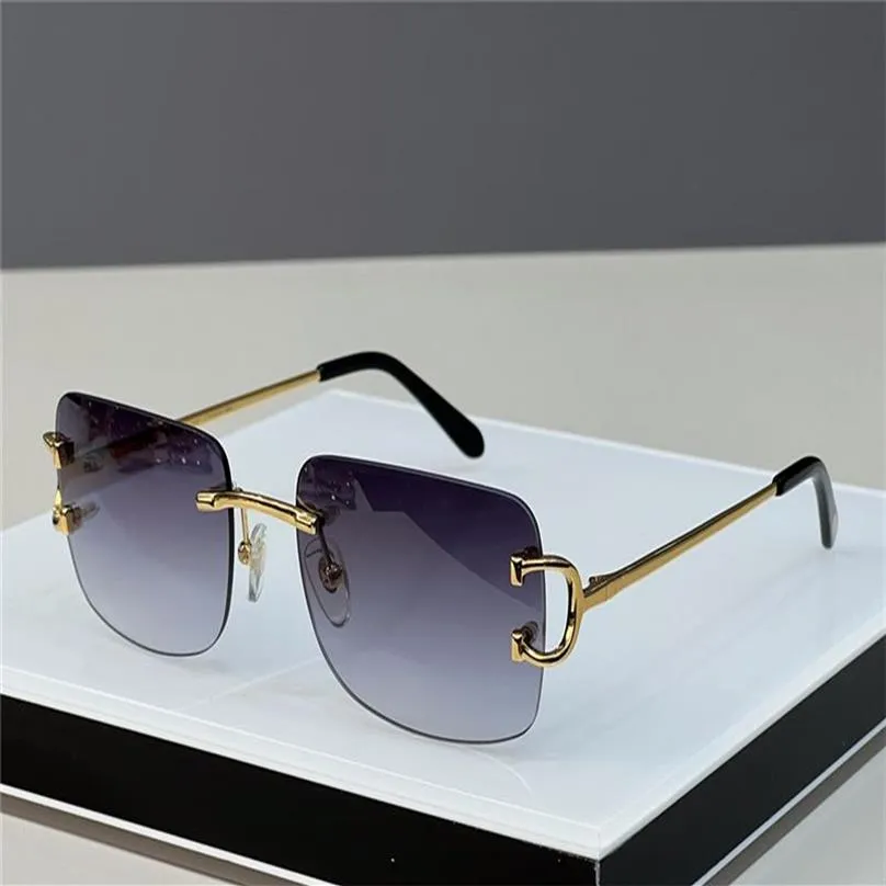 Mannen luxe ontwerper zonnebril buitenmode zonnebril dames vintage frameloze vierkant kleine randloze brillen brillen anti-reflective opti2722