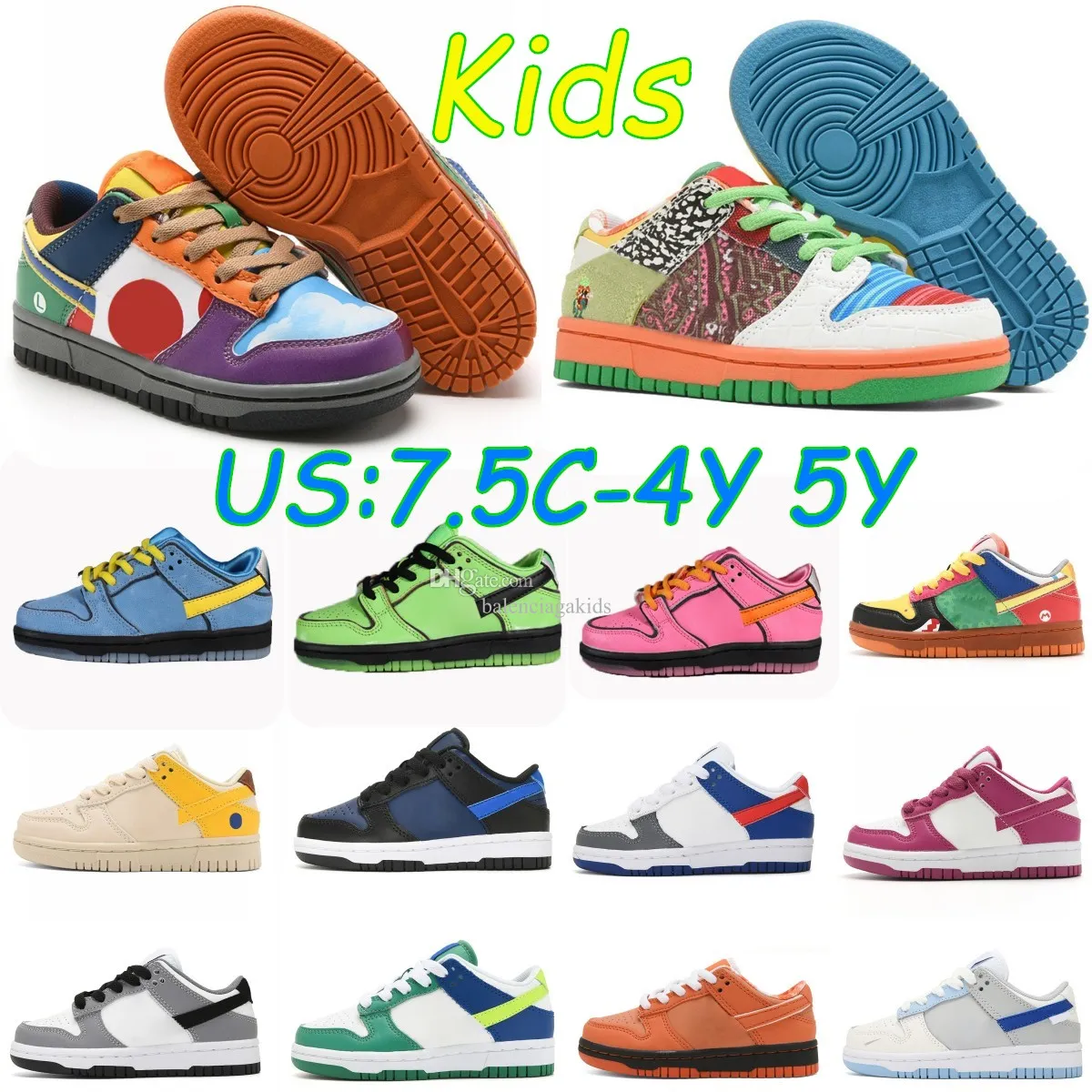 Toddlers Kids Designer Scarpe Sneakers Basso Sneaker Scattinatrice per bambini bambini bambini Giovani Spazza