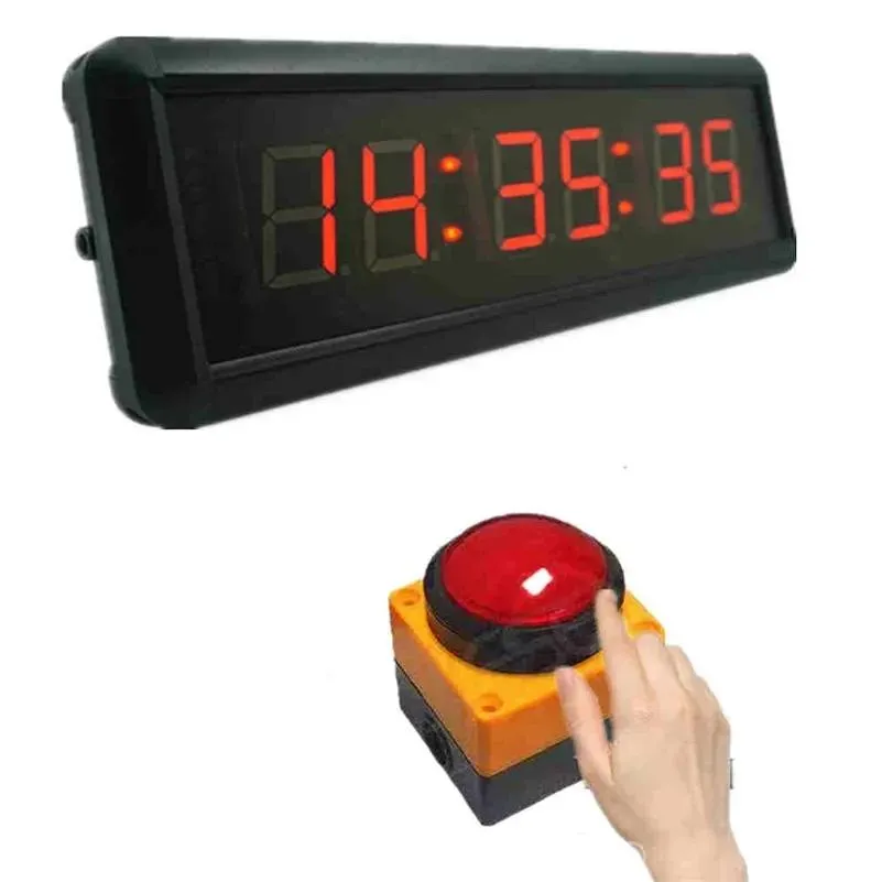 Clocks 1.5 inch 29cm Button Led Countdown Clock Stopwatch,Line Button Resetremote Control School Rush Answer Competition Game Timer 22010