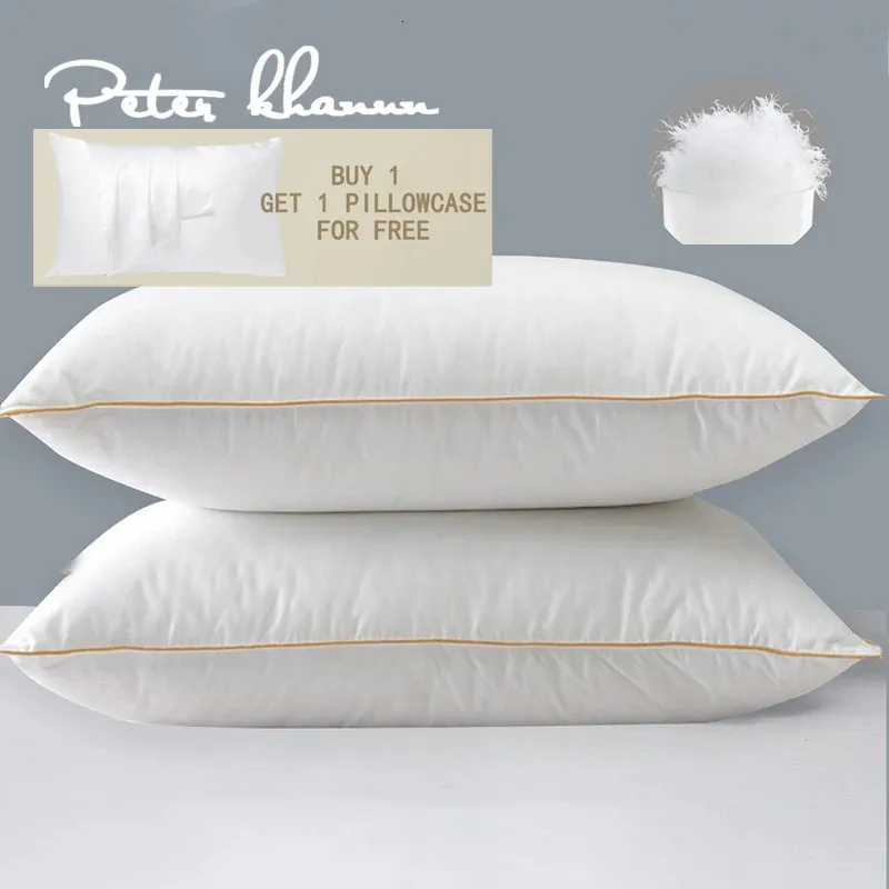 100 Goose Down Pillows Neck Support 23oz Cotton Shell 18 x 29