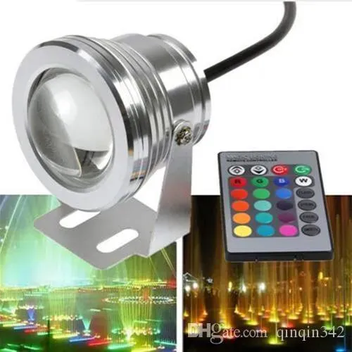 Luci Nuovo 2019 10W RGB LED Luce subacquea Impermeabile IP68 Fontana Lampada per piscina 16 Cambiamenti colorati con telecomando IR a 24 tasti