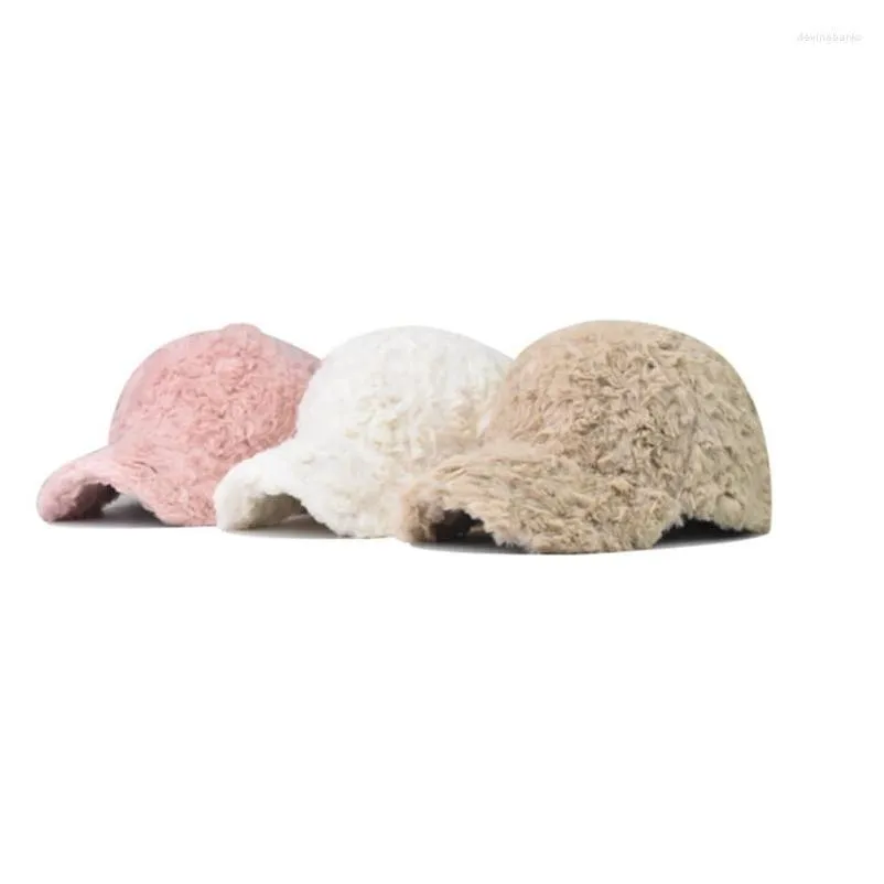 Ball Caps à la mode mouton Hatme Femmes Fall / hiver Édition coréenne Tide Tièce en peluche Baseball Dicer brun blanc Lambe en peau d'agneau femme t dro dhyj3