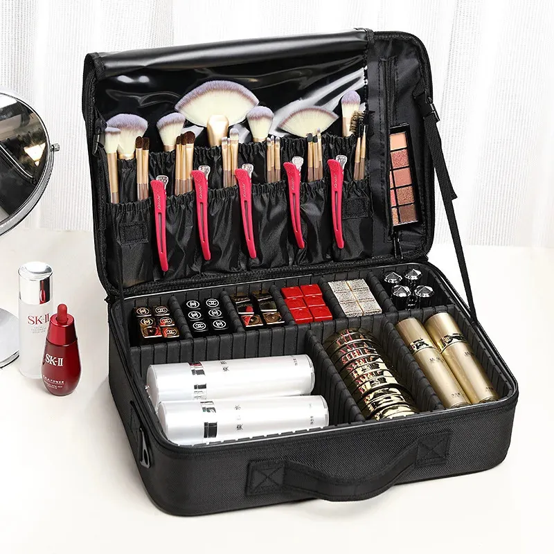 Kits de maquiagem de grande capacidade Viaje bolsa de cosméticos para feminino Caso de beleza portátil Ferramenta de unhas Pedras de batom 231221