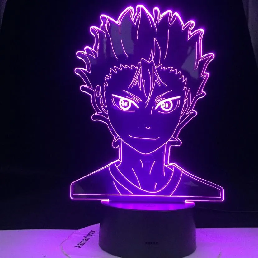 haikyuu nishinoya yuu figure for Kids Child Bedroom Decor Nightlight RGB Colorful Desk LED NIGHT LIGHT MANGA 3Dランプアニメギフト2862