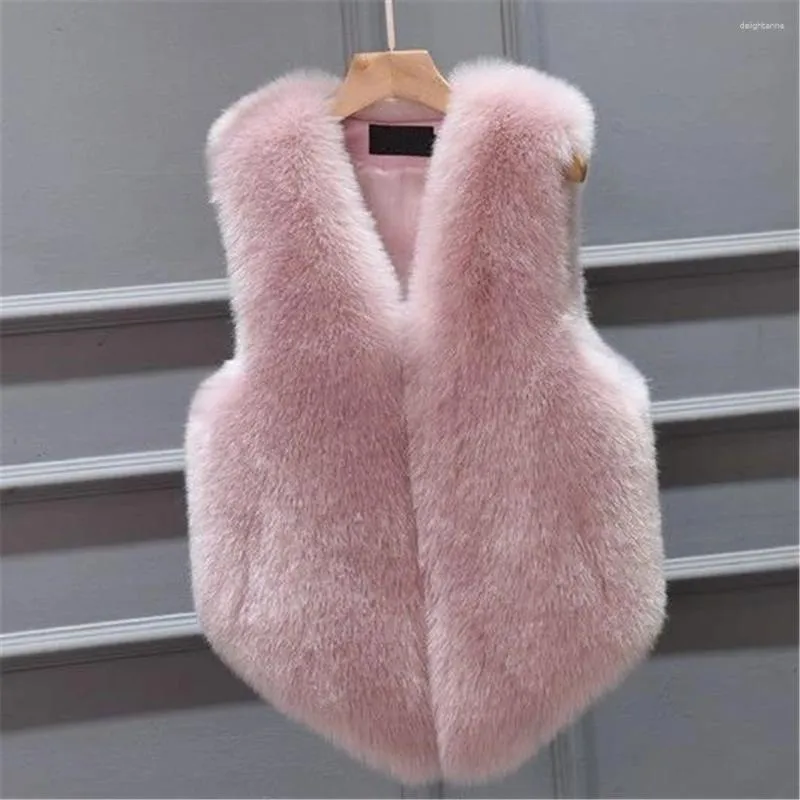 Frauenwesten hochwertige imitierte Pelz Weste Mantel Luxus Kunst warmes Frauen Winter Modepelzen Schichten Jacke Gilet Veste