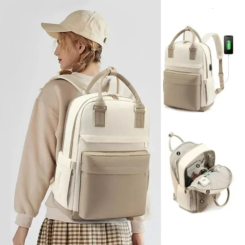 Moda plecak dla kobiet wielofunkcyjne plecaki podróżne duże pojemności laptop USB lekkie torby szkolne dziewczęta 231222