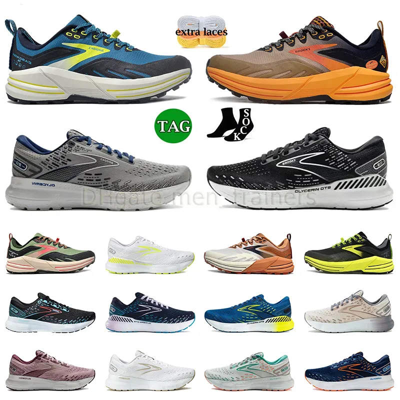 New Brooks Glycerin 20 GTS Brook Cascadia 16 кроссовки для мужчин Женщины Тройная черная белая сетчатая сетка Анти неизвестная работа на открытом воздухе.