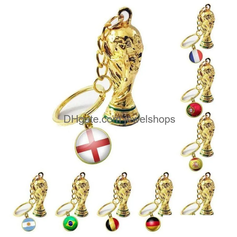 Key Rings Football Trophy Hearschains Rings Fans Formies Gift Chains Key Gioielli Gold Metal a ciondolo a ciondolo souvenir Keyrings Fashion Drop Del Dhhbo