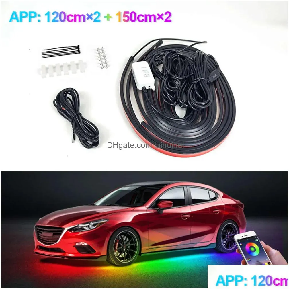 Dekorativa lampor Seametal Car Flexible Underglow Strip Light LED Underbody Remote App Control RGB Neon Atmosphere Lamp för Decorati DHFBY